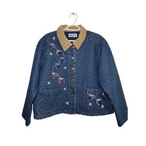 Haiks vintage corduroy color quilted button down cotton jacket womens XL holiday